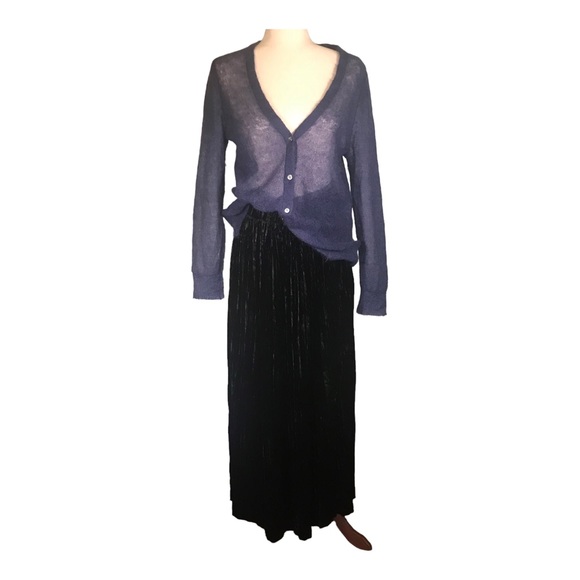 Crushed Velvet Pleated Maxi Skirt - Picture 1 of 7